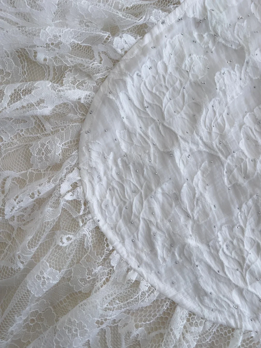 Vintage Gorgeous White Irregular Strap Pearl Lace Prom Dress Evening Dress Bridesmaid Dress P4058 - Image 9