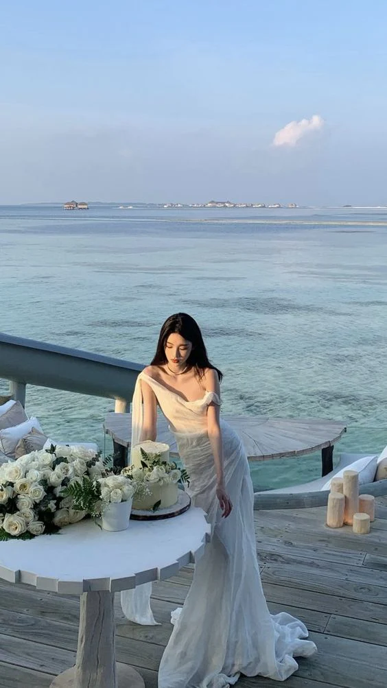 Vintage Mermaid Sleeveless White Wedding Dresses P886 - Image 3